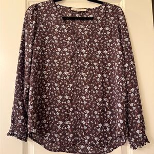 LOFT Purple and Blue Floral Blouse